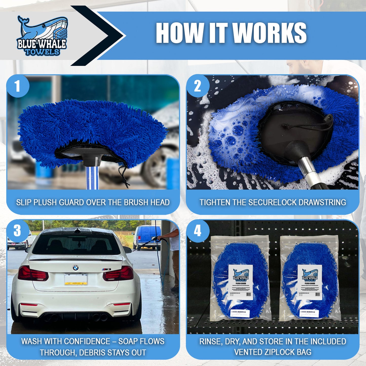 Car Wash Brush Cover - Plush Guard by Blue Whale Towels