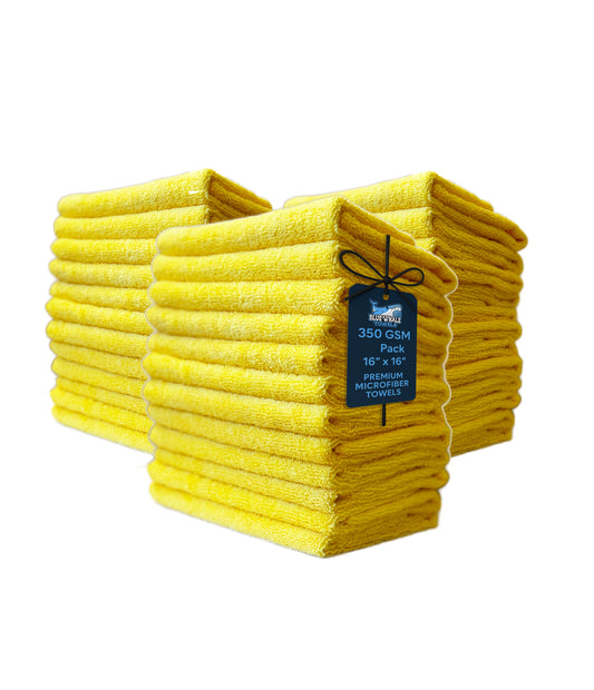 Premium Microfiber Towels - 350GSM 16"x16" - Yellow - 36 Pack