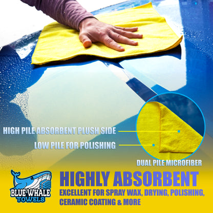 Premium Microfiber Towels - 350GSM 16"x16" - Yellow - 12 Pack