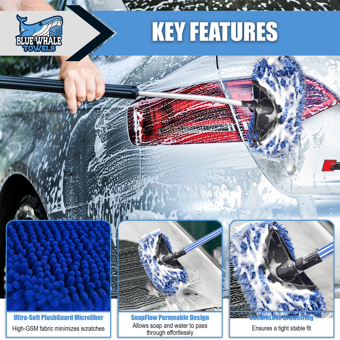 Car Wash Brush Cover - Plush Guard by Blue Whale Towels